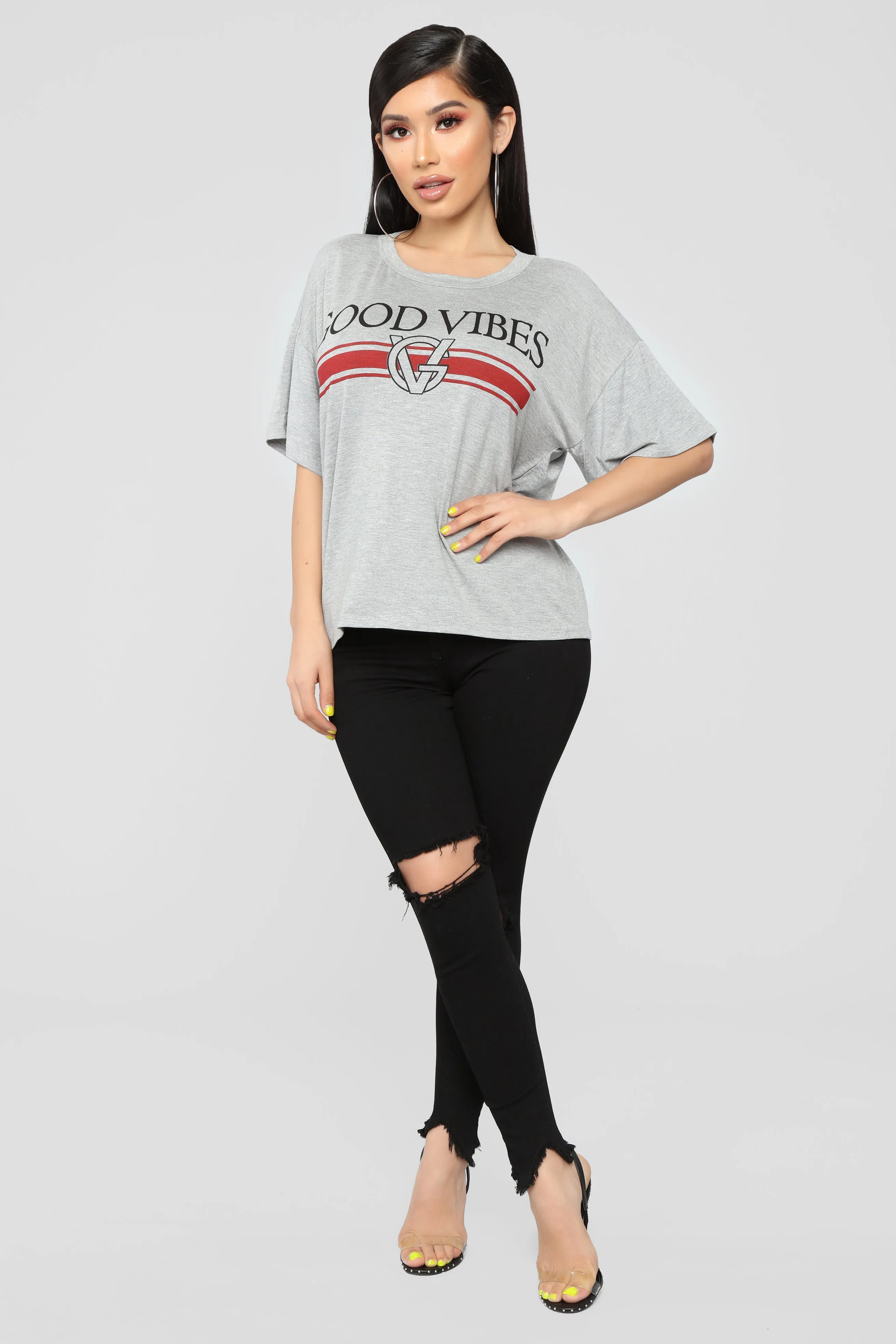 Always Good Vibes Tee - Grey