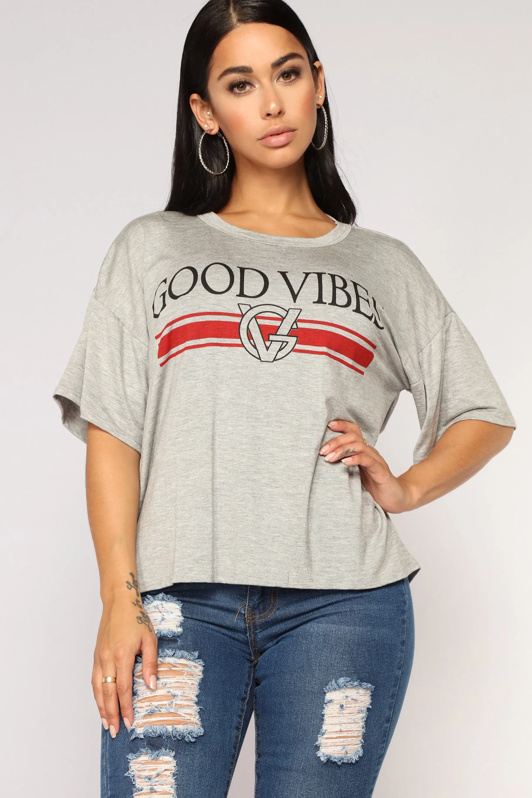 Always Good Vibes Tee - Grey
