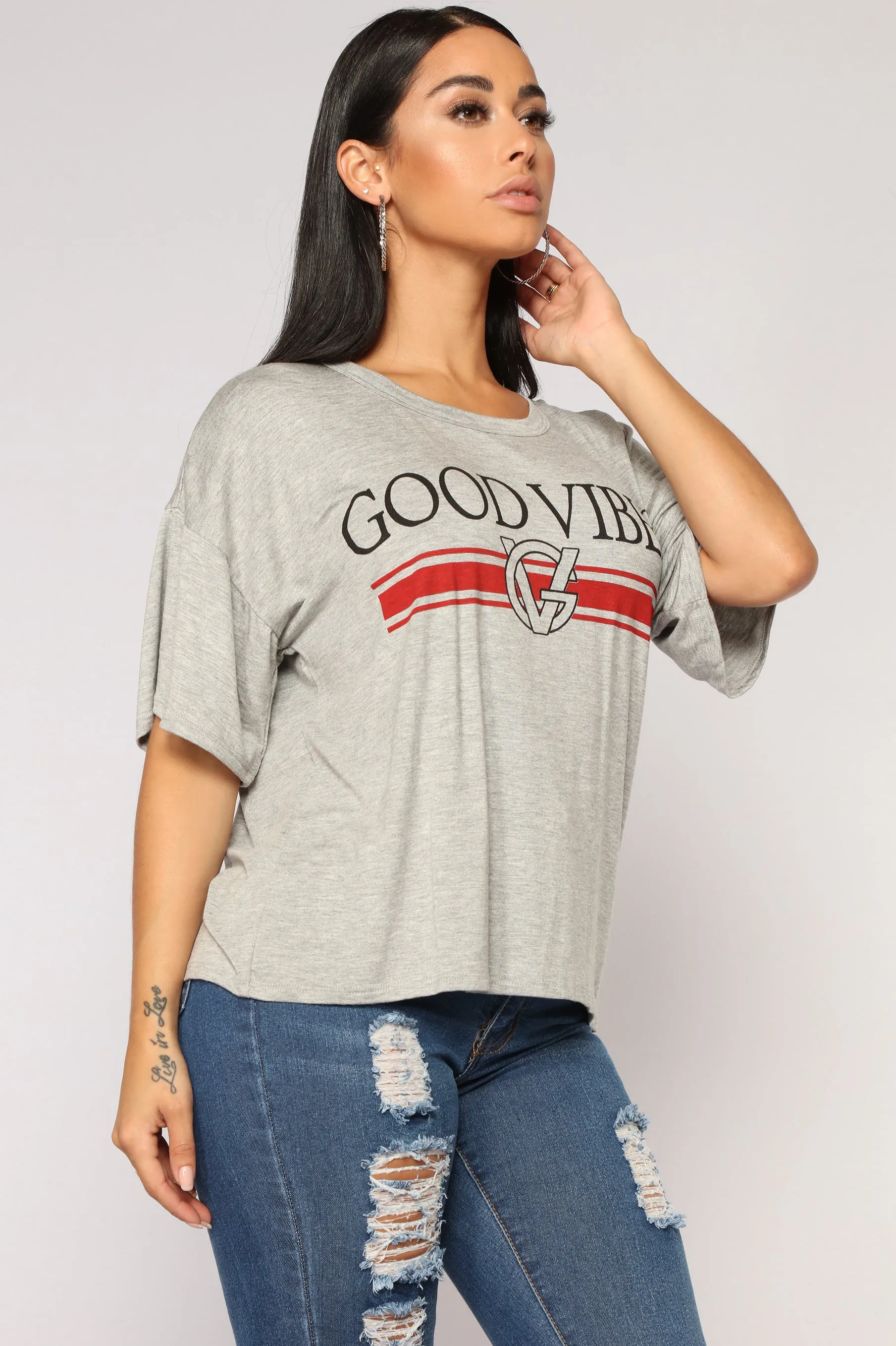 Always Good Vibes Tee - Grey