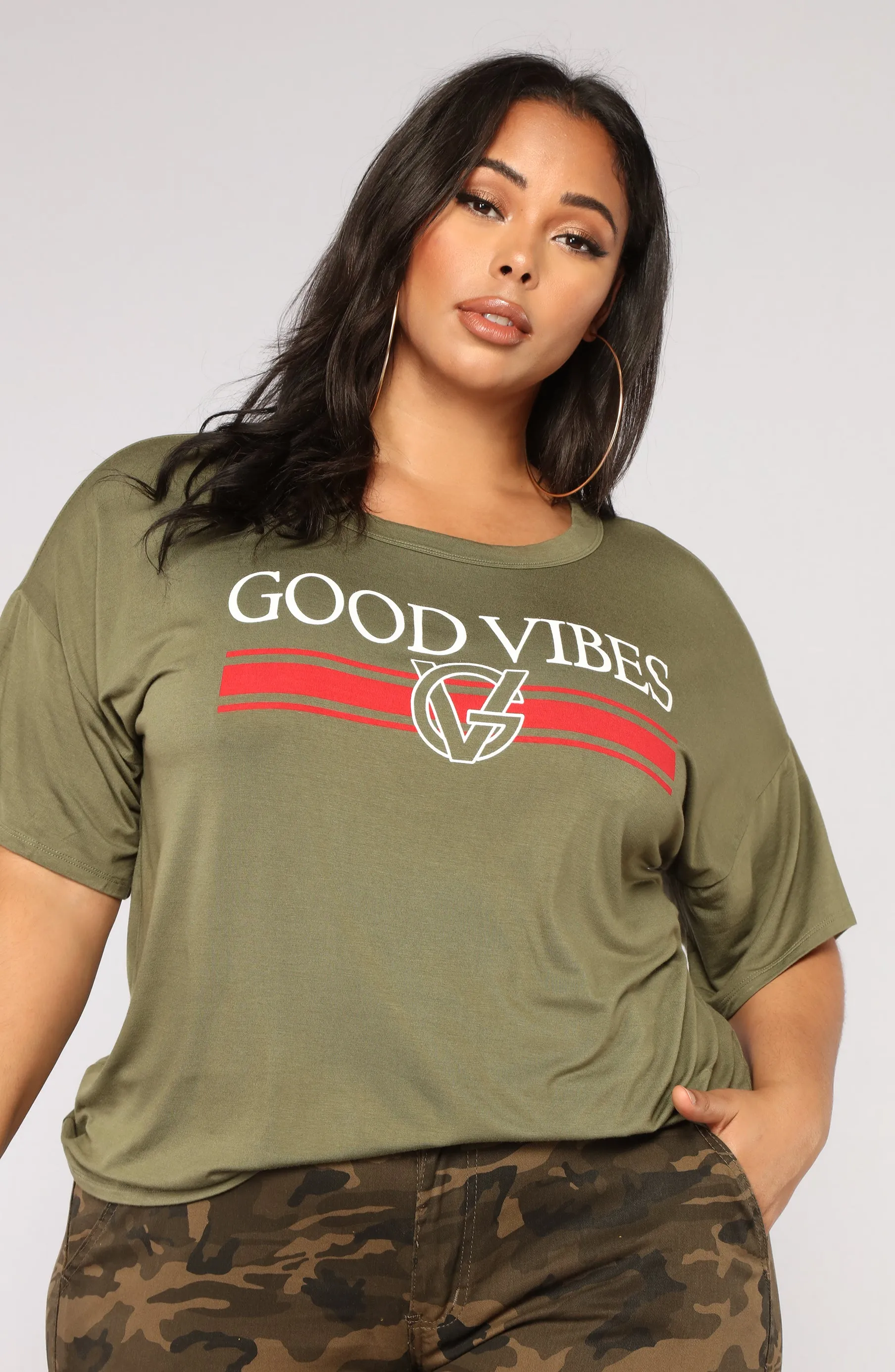Always Good Vibes Tee - Olive