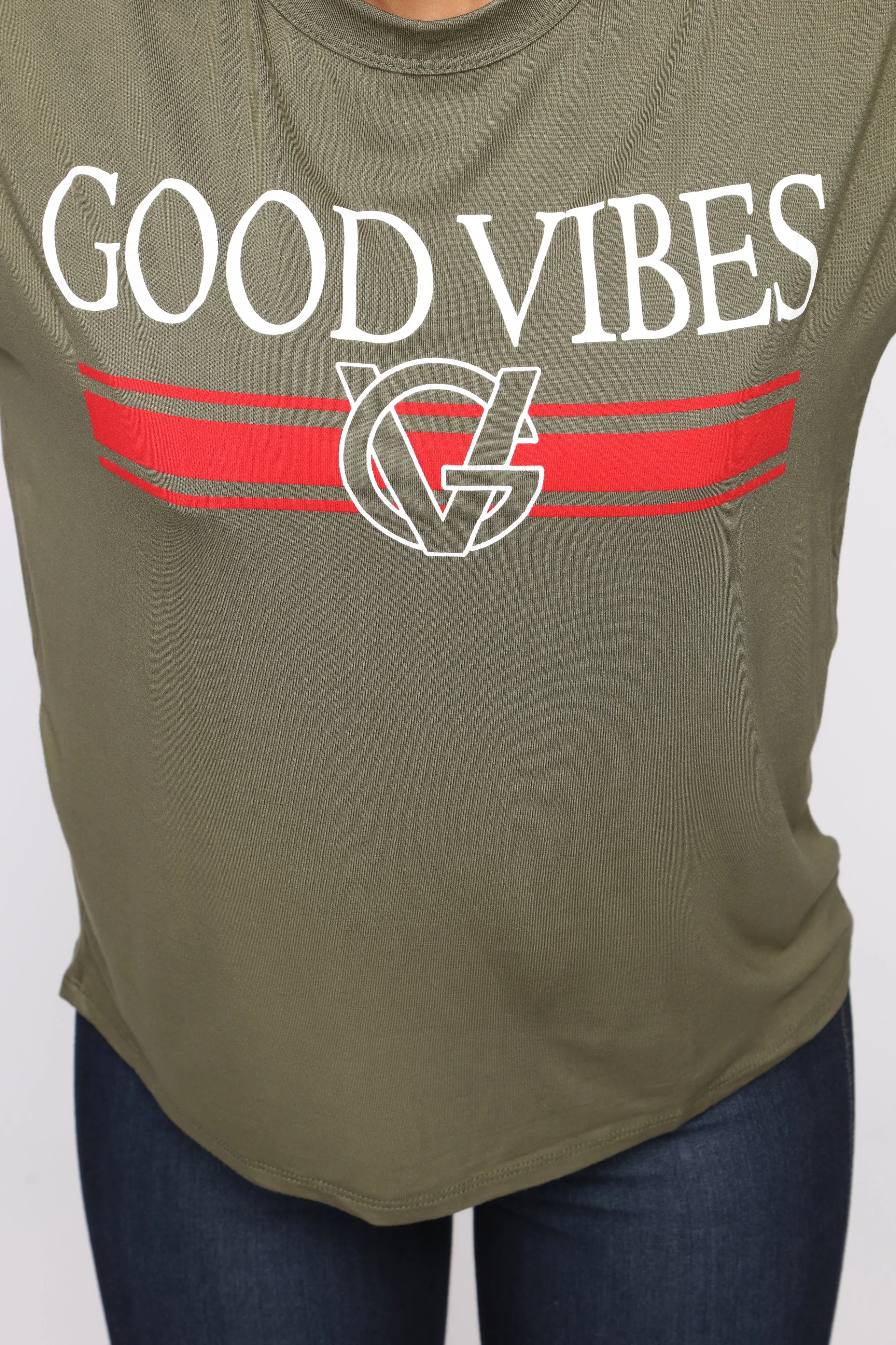 Always Good Vibes Tee - Olive