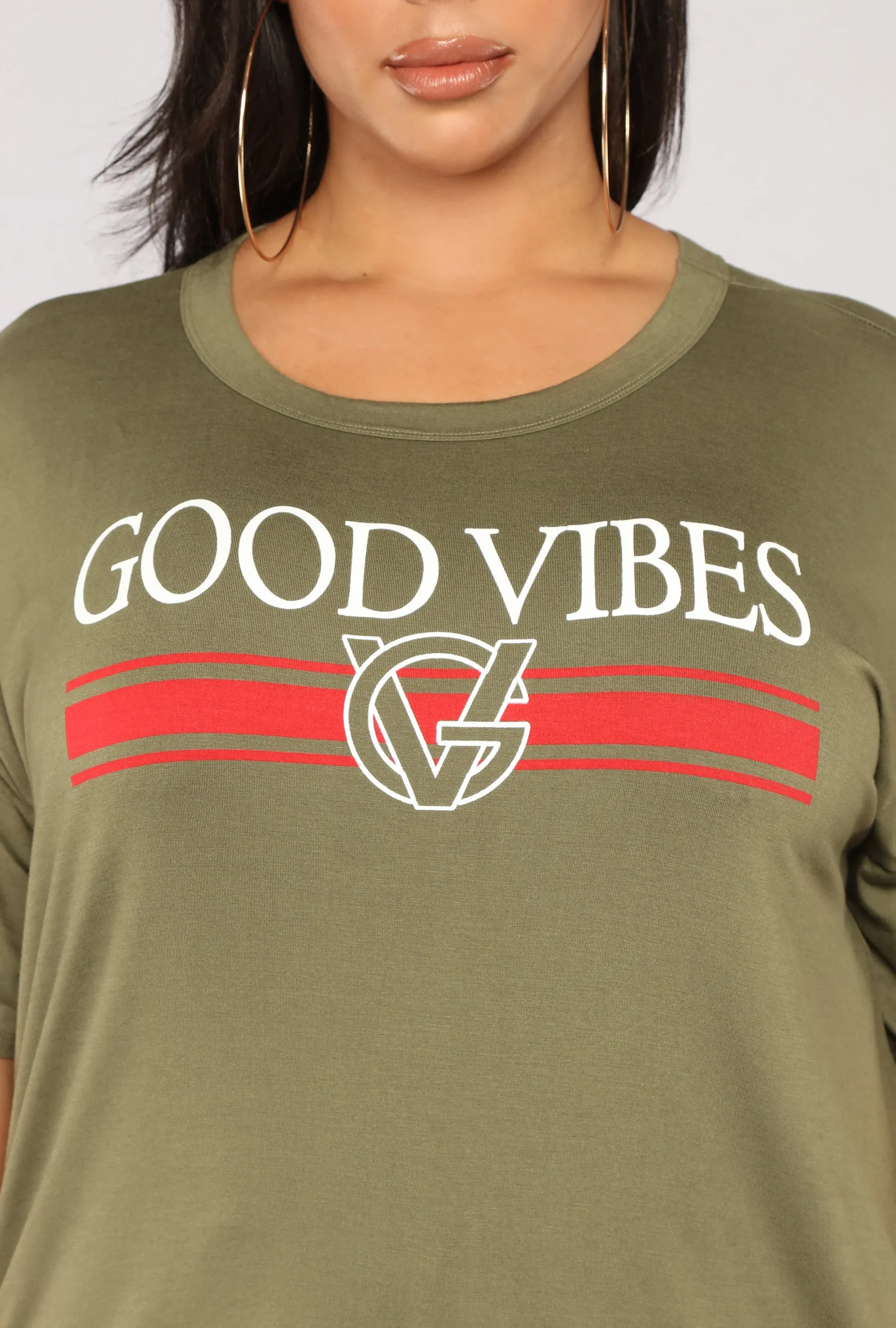 Always Good Vibes Tee - Olive