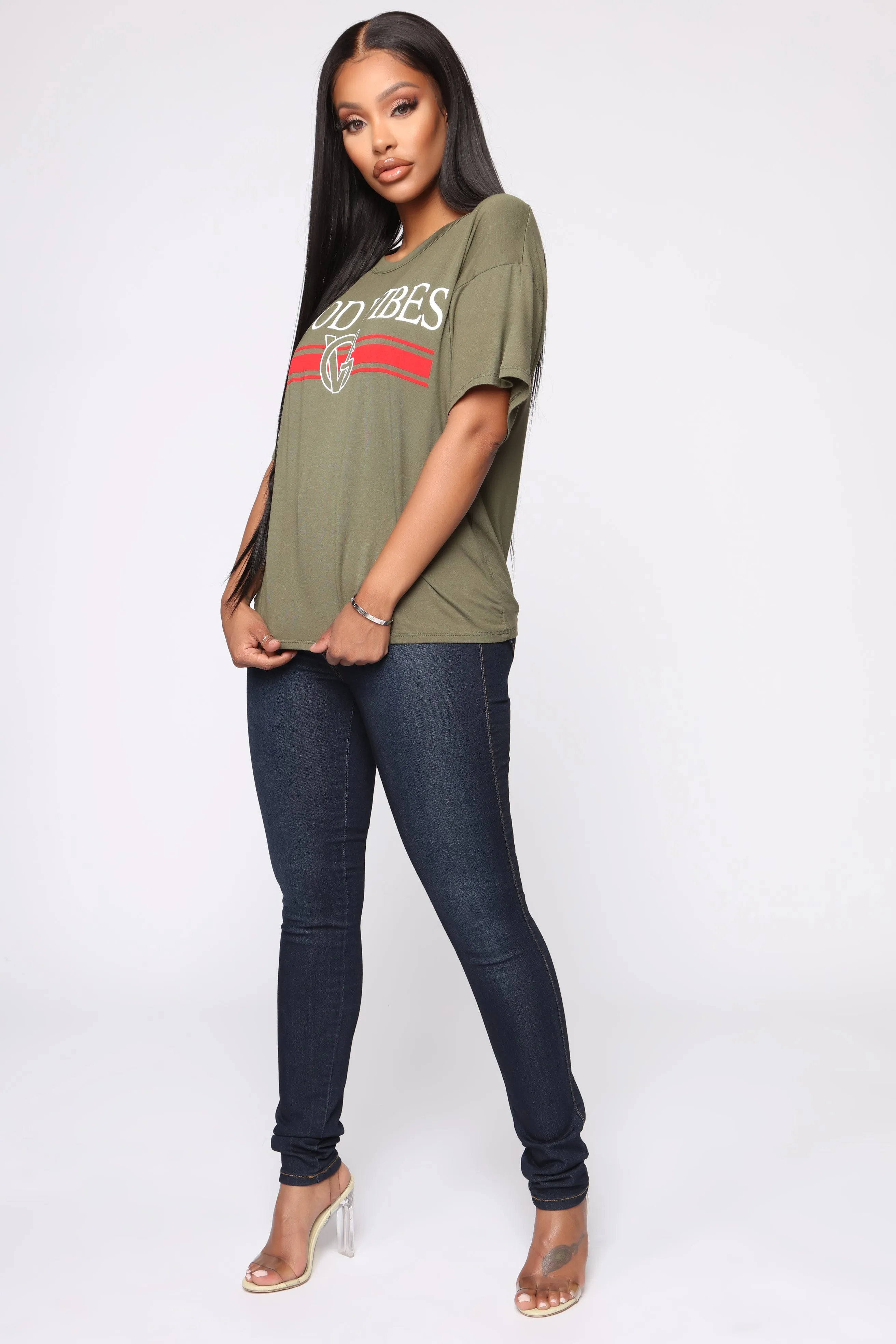 Always Good Vibes Tee - Olive