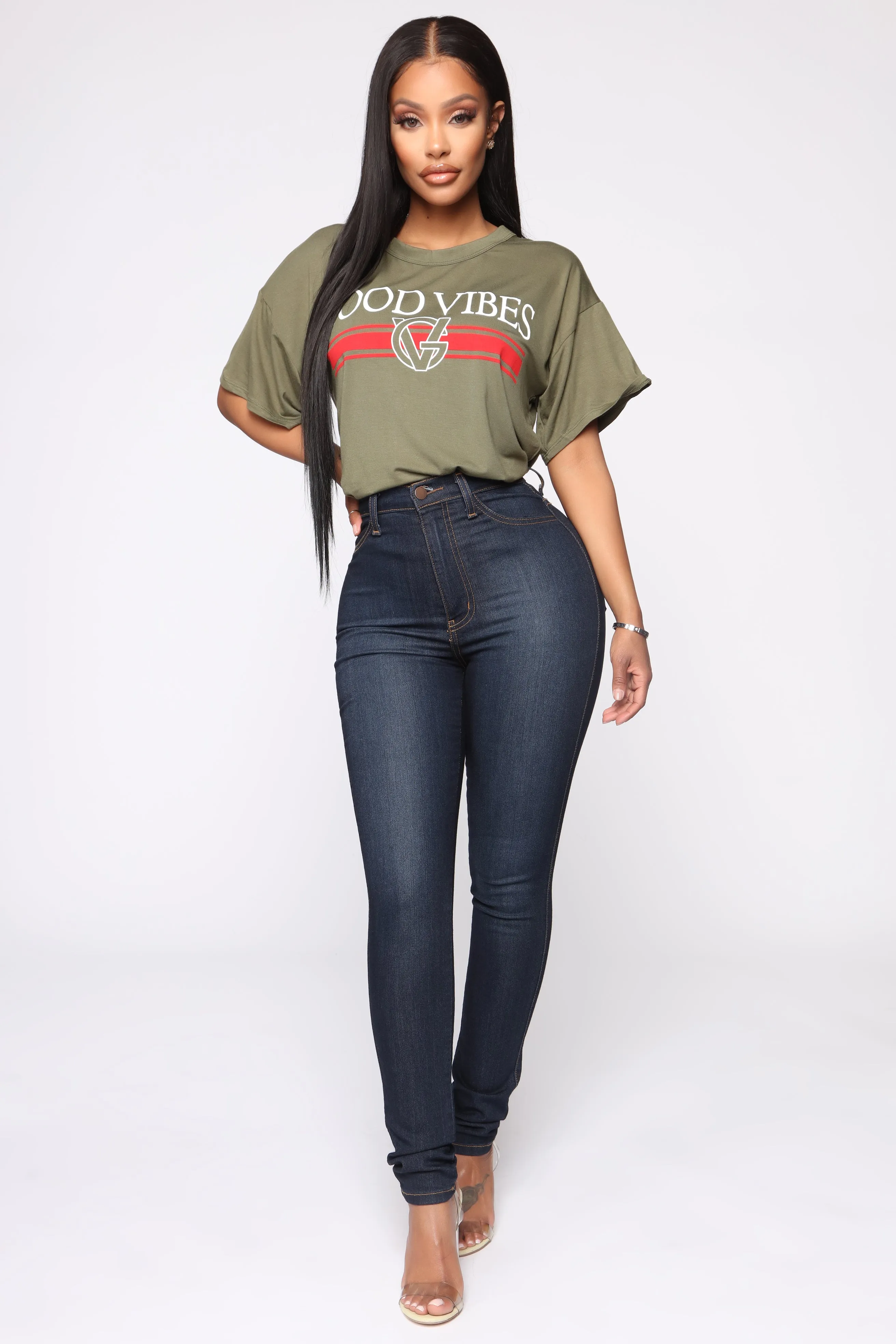 Always Good Vibes Tee - Olive