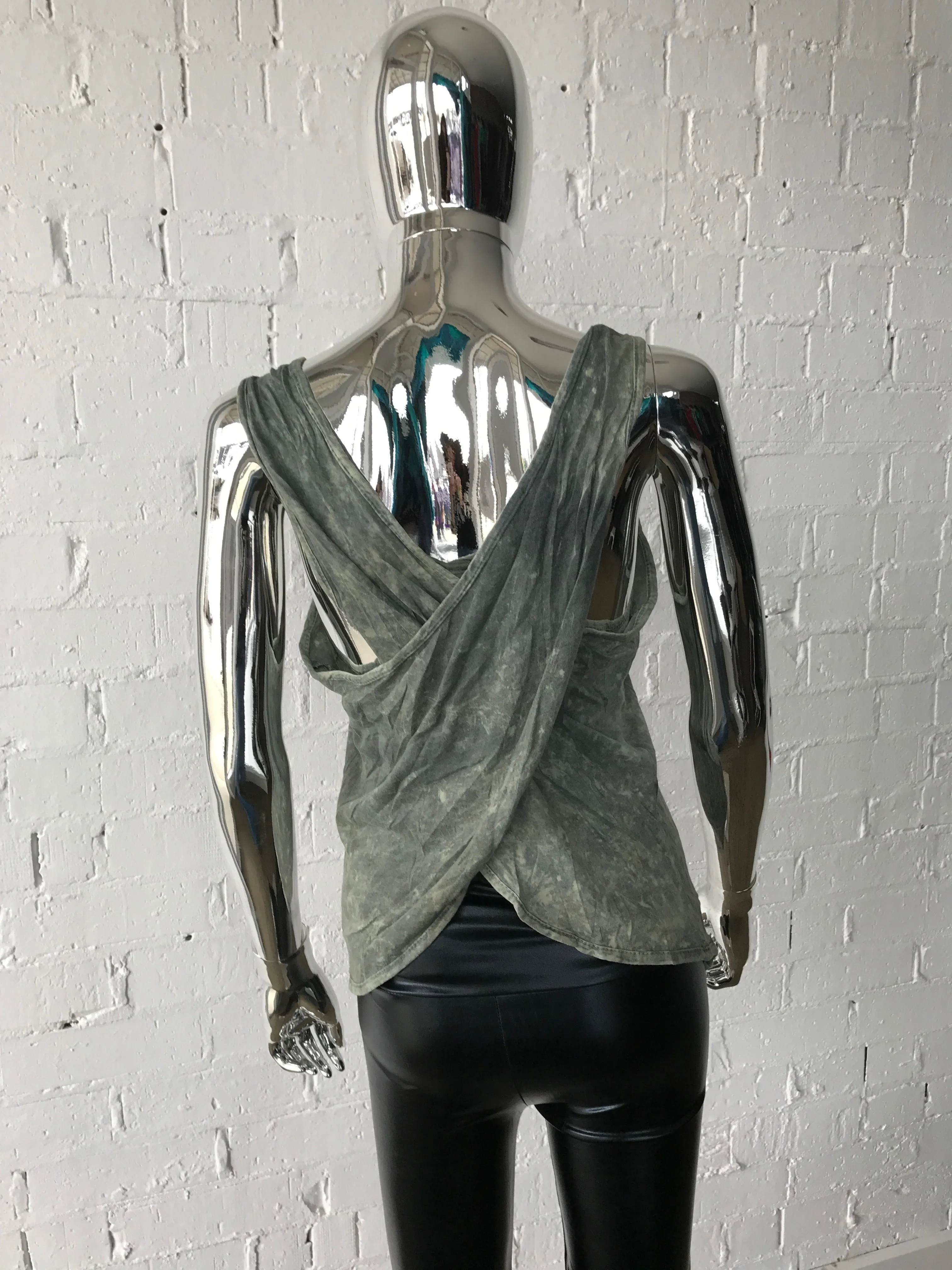 Cross Back Tank  Grey Studded Star