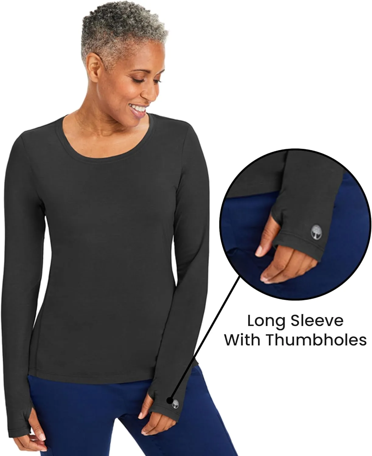 Healing Hands Mackenzie Women's Underscrub, Long Sleeve Tee with Thumbholes, Modern Fit Undershirt- 5051