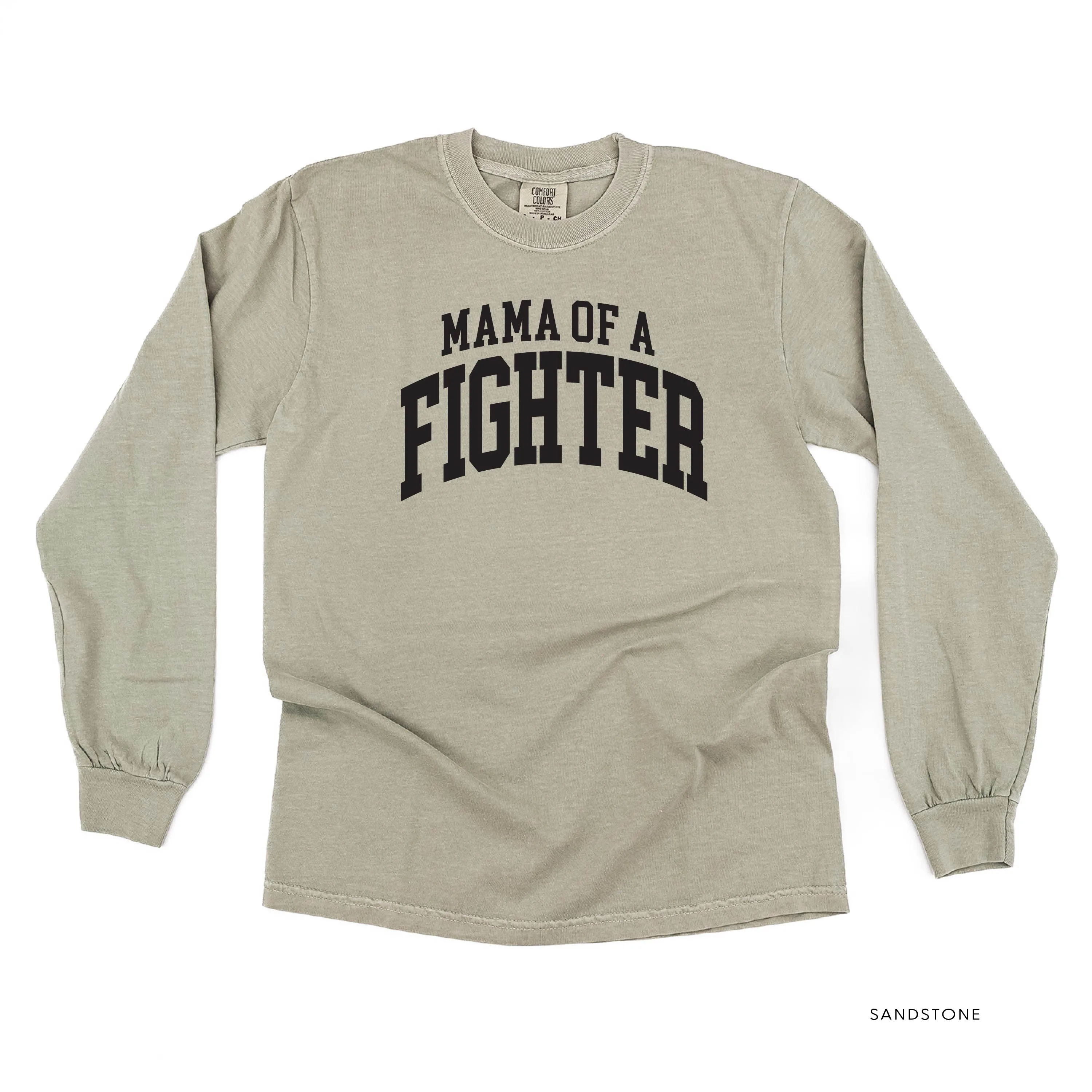 Mama of a Fighter - Varsity - LONG SLEEVE COMFORT COLORS TEE