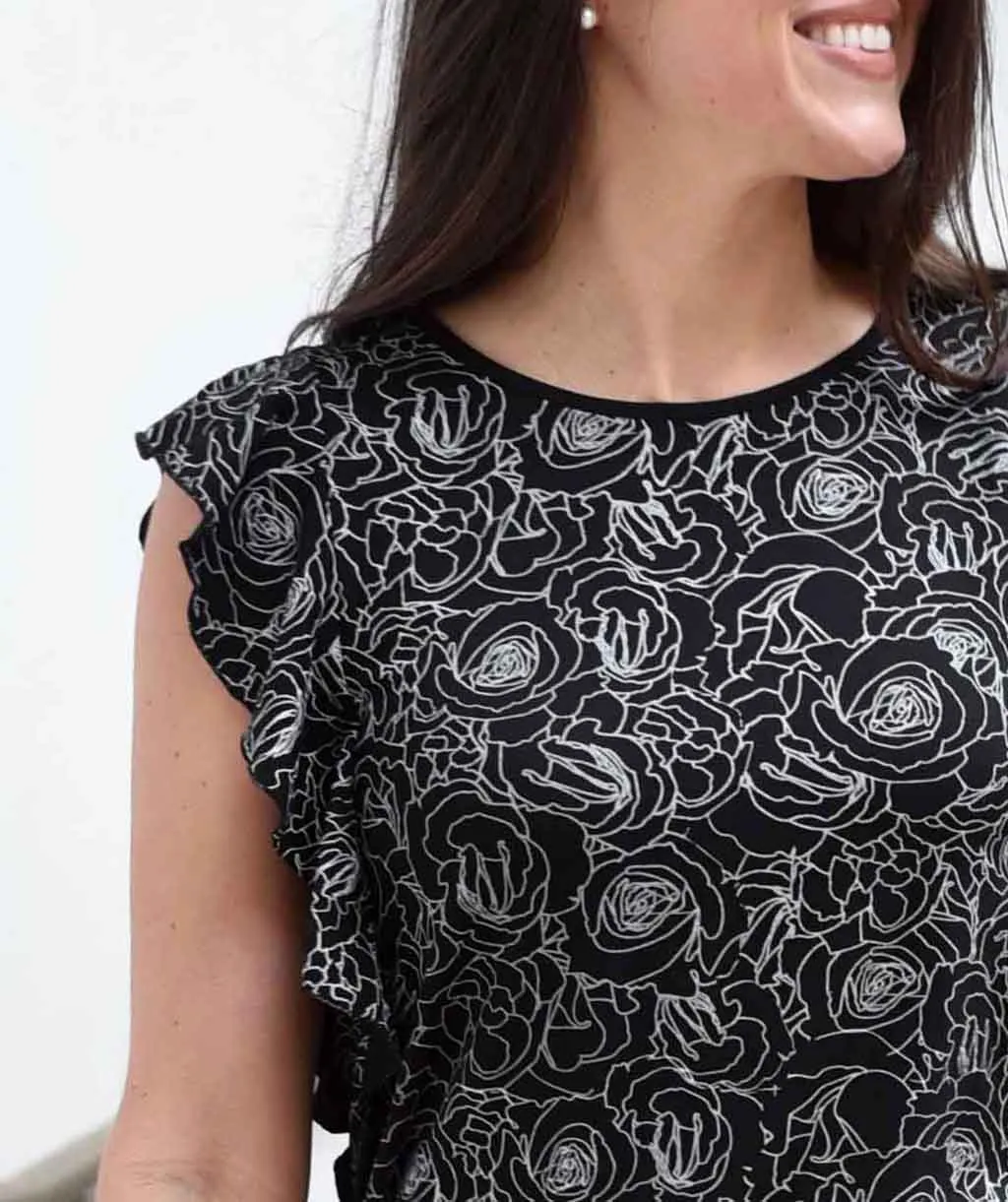 MARGARET printed sheath dress in Black