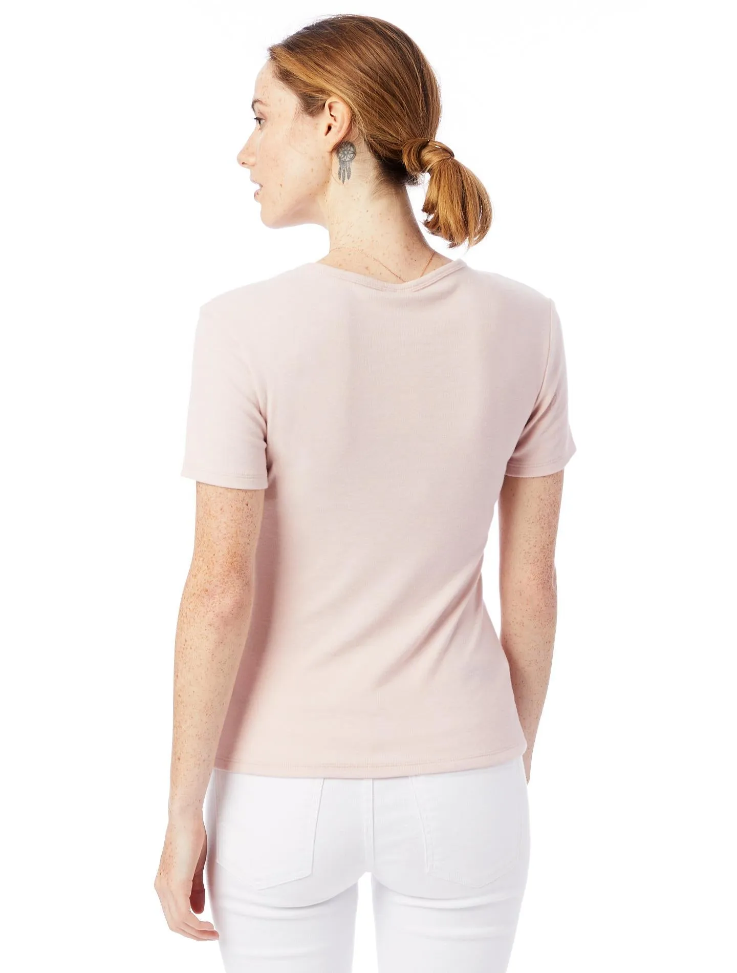 Mia Slinky Rib Crew T-Shirt (Faded Pink)