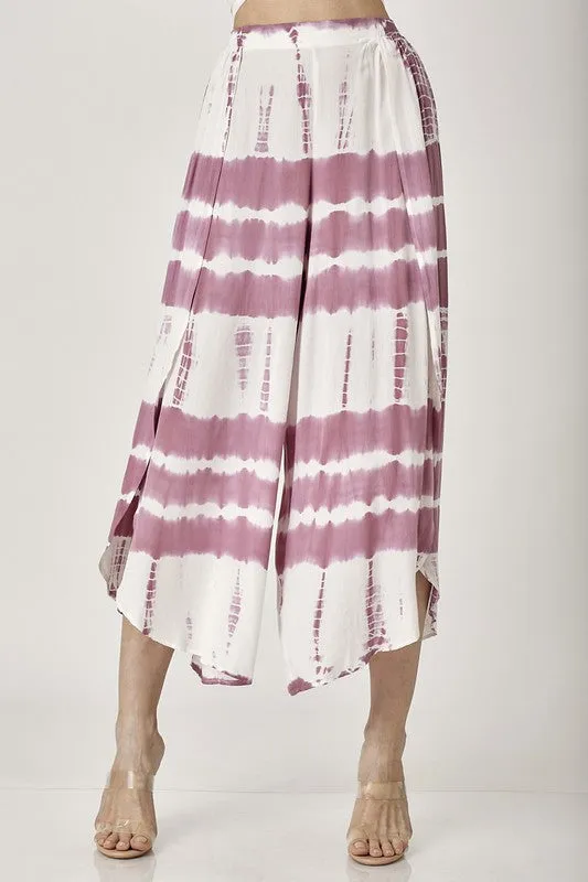 OVERLAP FRONT SLIT TIE DYE PANTS