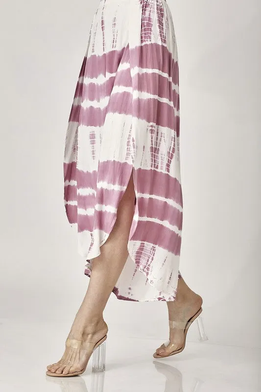OVERLAP FRONT SLIT TIE DYE PANTS