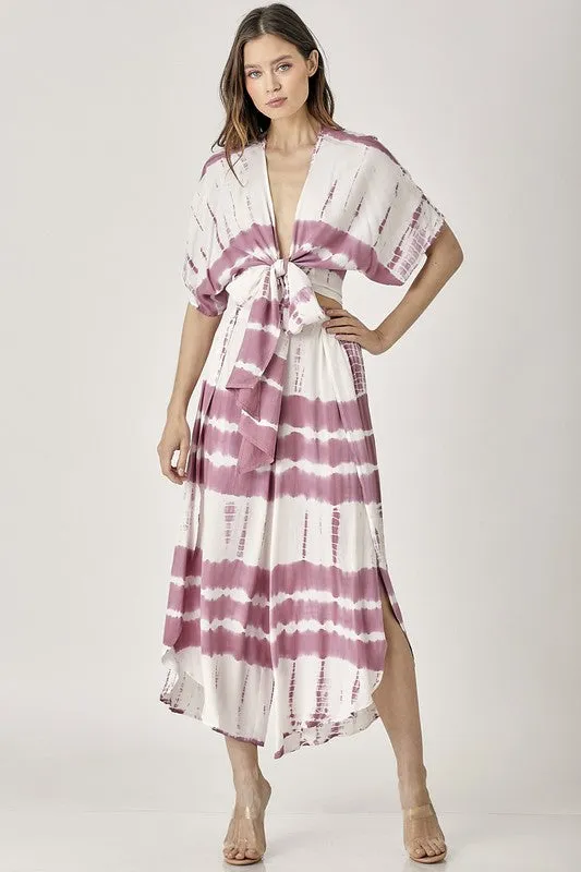 OVERLAP FRONT SLIT TIE DYE PANTS