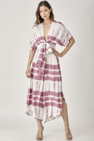 OVERLAP FRONT SLIT TIE DYE PANTS