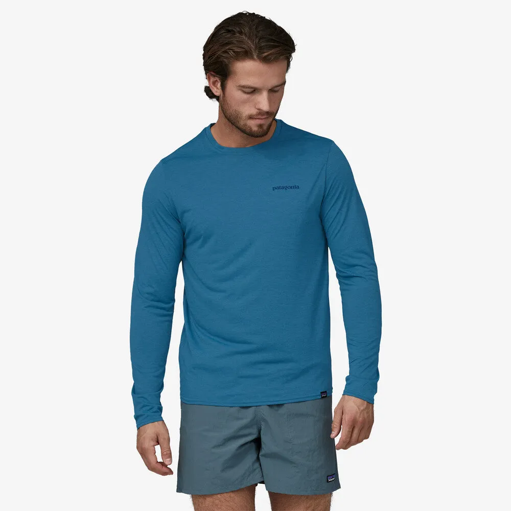 Patagonia Cap Cool Daily Graphic L/S Tee-Boardshort Logo: Wavy Blue X-Dye