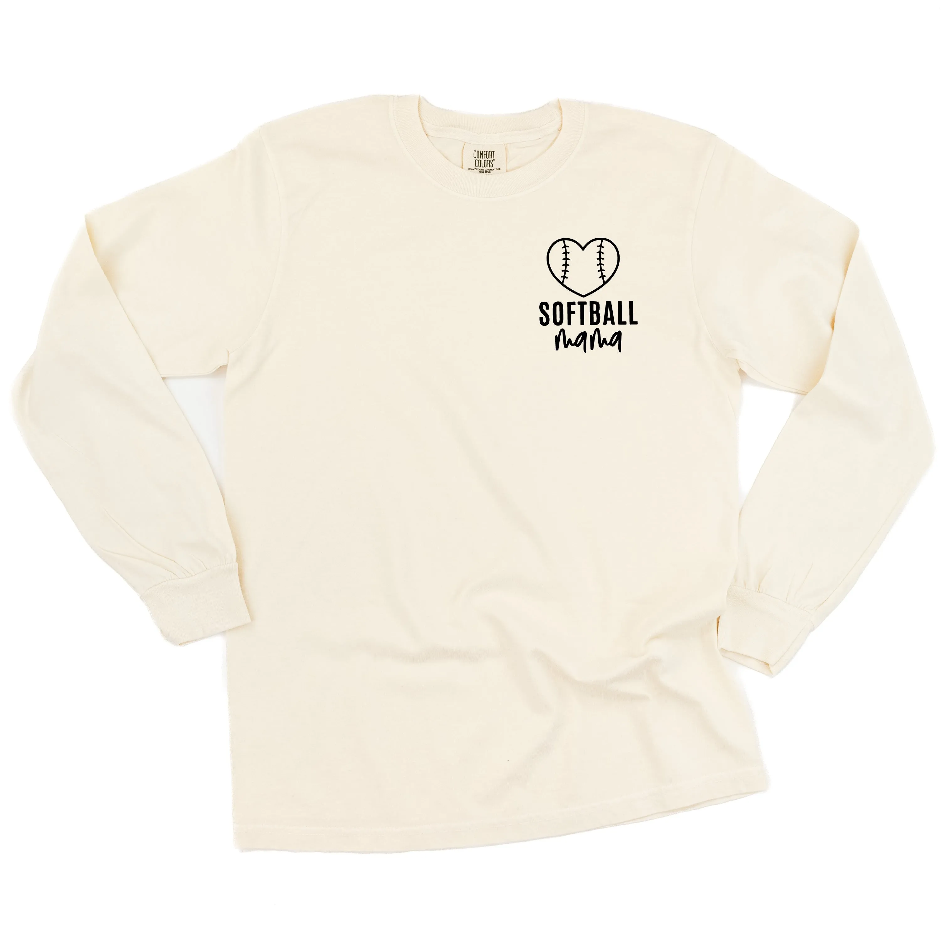 Softball Mama - Pocket Design - LONG SLEEVE COMFORT COLORS TEE