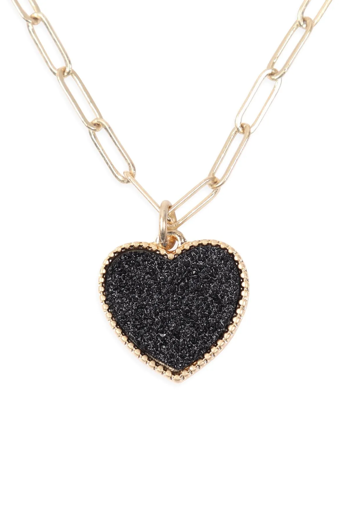 Two Layered Druzy Heart Necklace