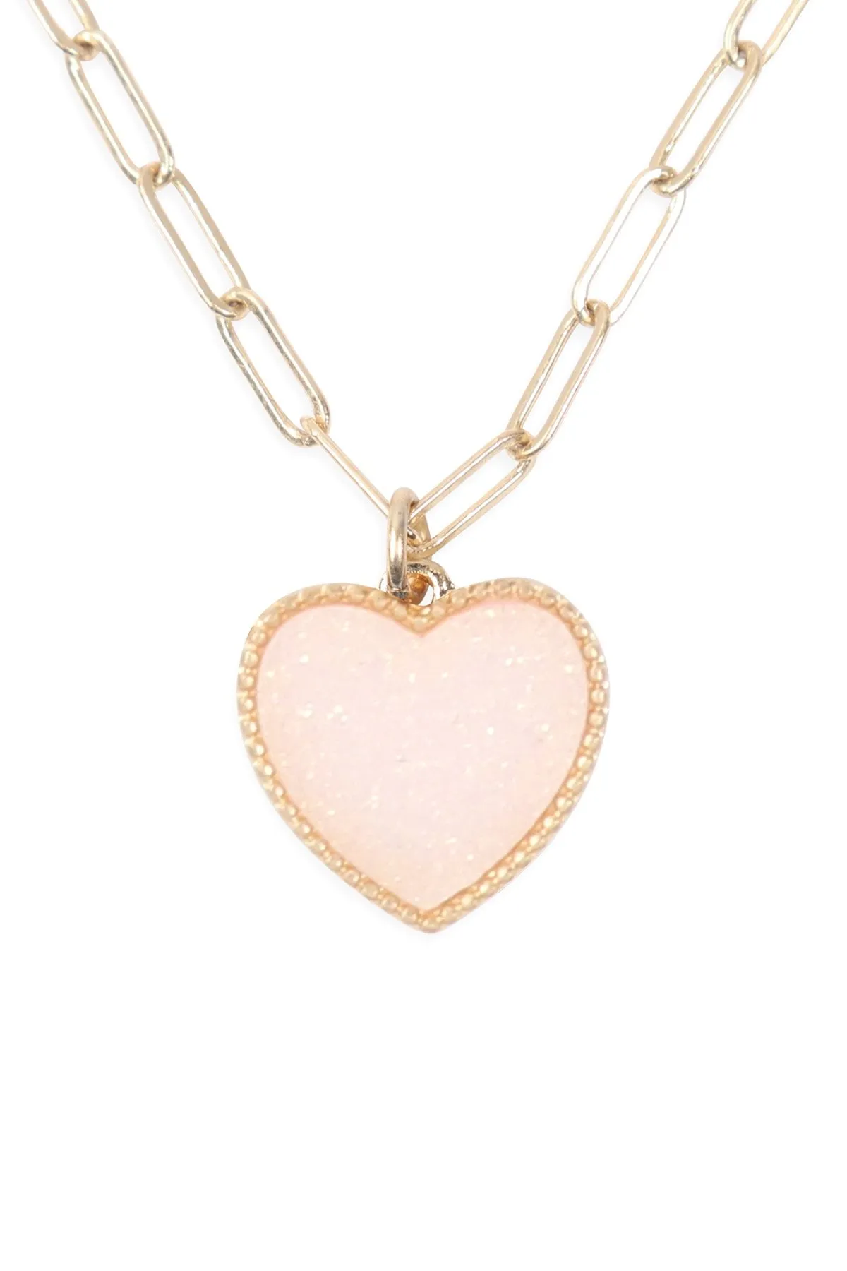 Two Layered Druzy Heart Necklace