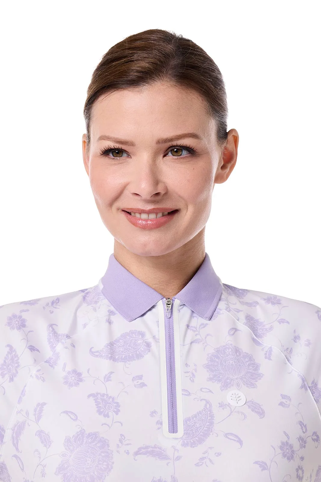 Women's Double Eagle Short Sleeve Polo | White Floral Paisley